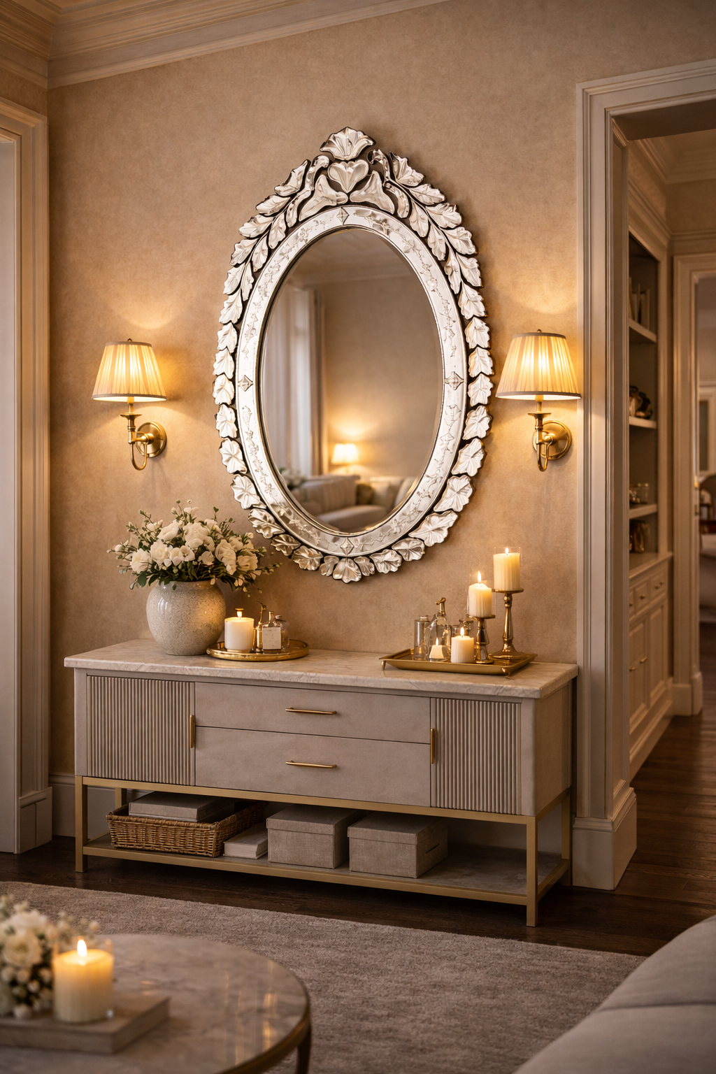 Serene Scroll Round Mirror thumbnail